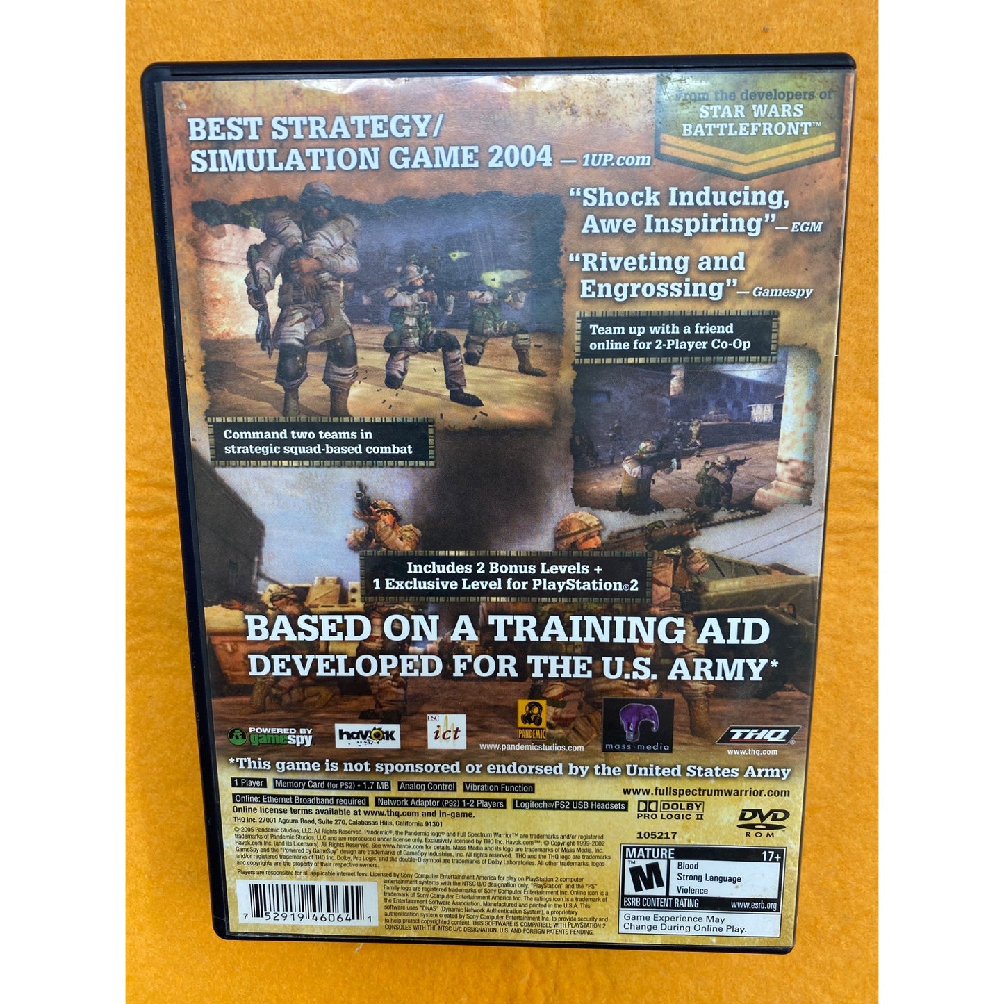 Full Spectrum Warrior PlayStation 2 Game