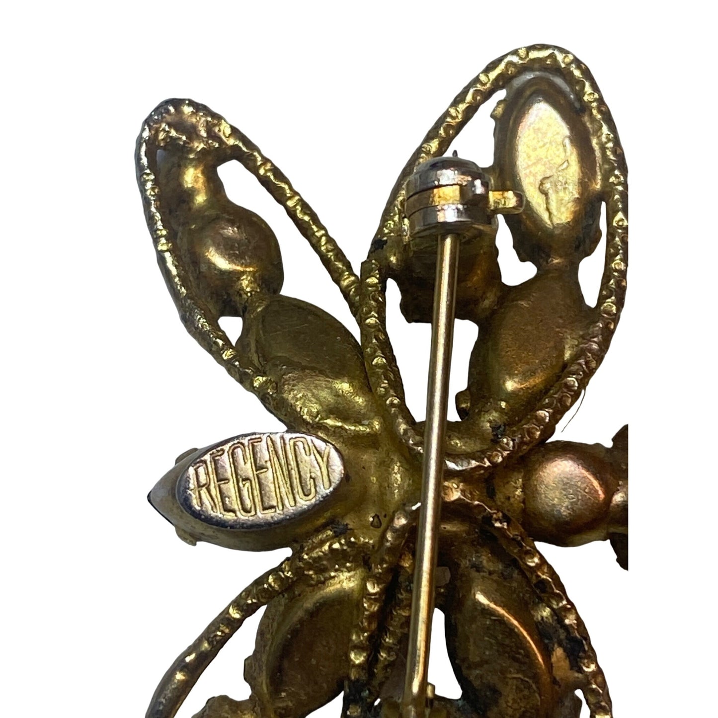 VINTAGE Regency Rhinestone Butterfly Brooch Pin Blue Red