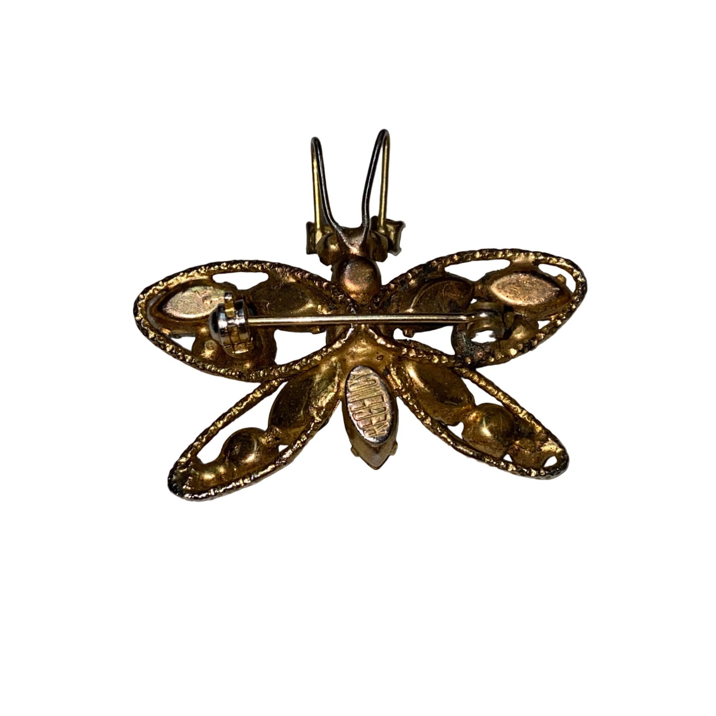 VINTAGE Regency Rhinestone Butterfly Brooch Pin Blue Red