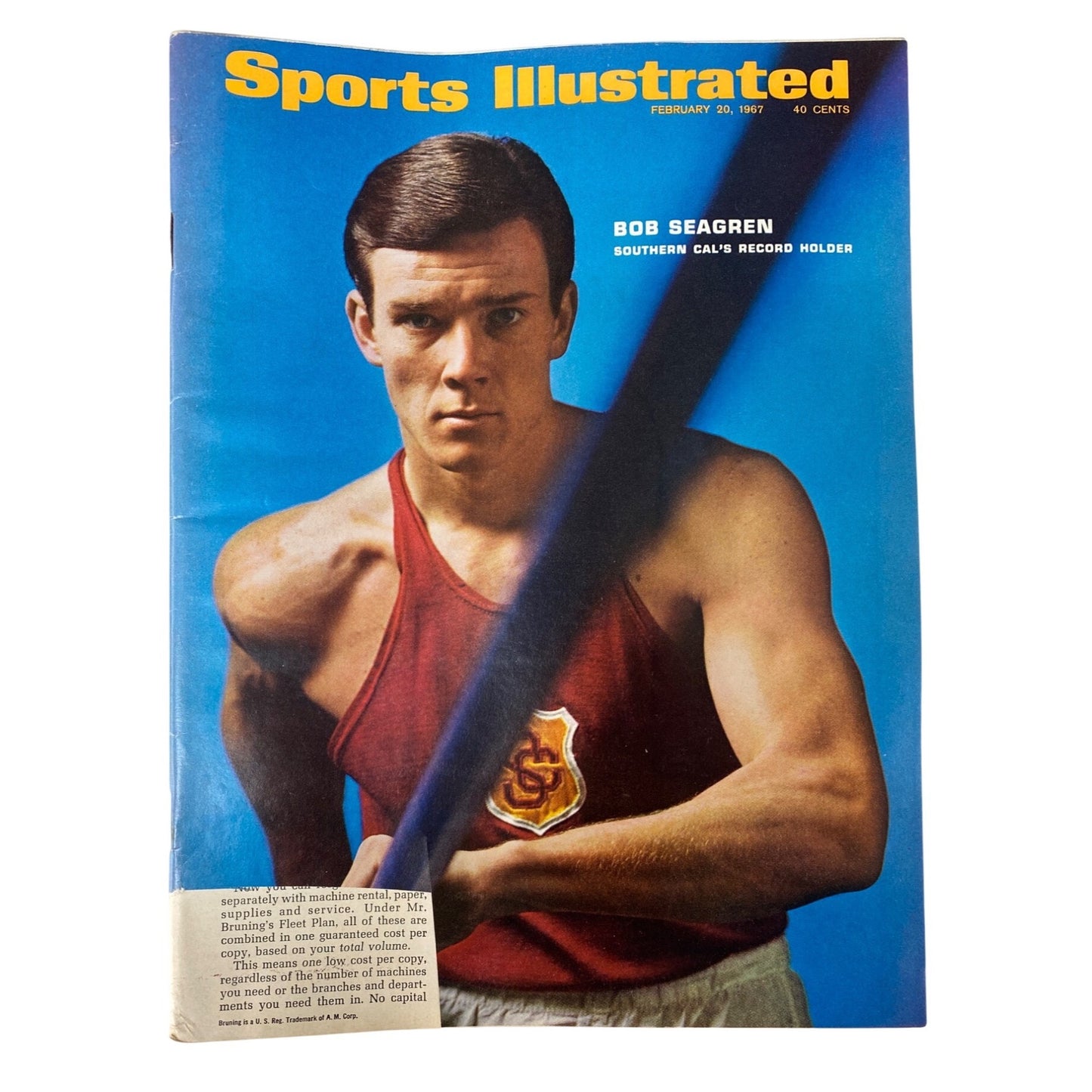 Vintage Sports Illustrated Magazine February 20 1967 Bob Seagren Cover Marlboro Menthol Green Ad