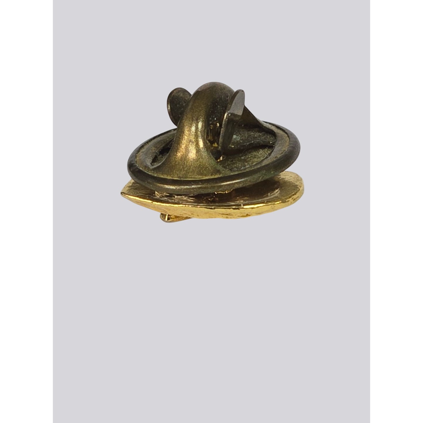 Gold‑Tone Heart & Cross Lapel Pin Textured Cross Ballou Clutch Back