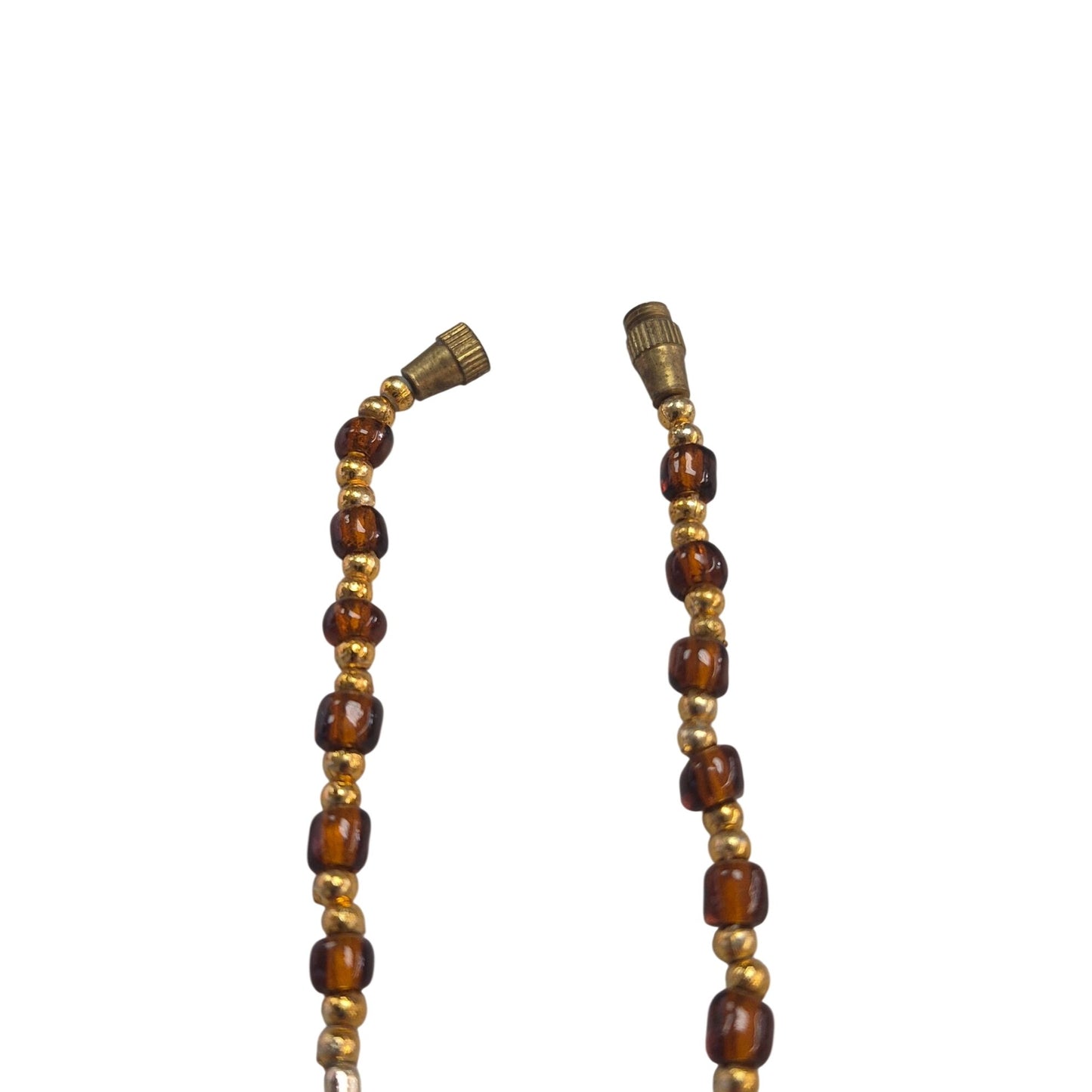 Vintage Gold‑Tone Pendant Necklace w/ Red & Green Cabochons