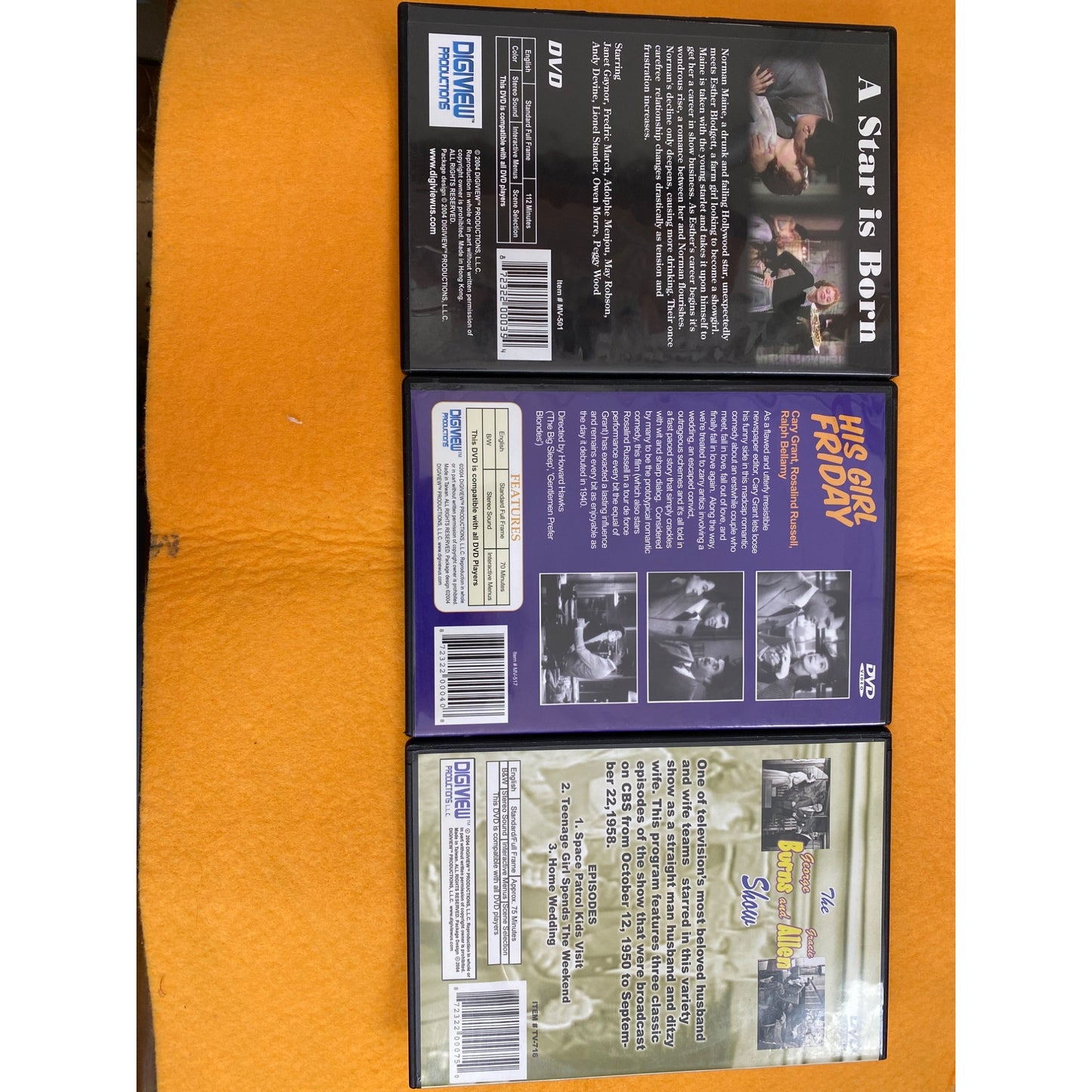 Classic Movie Trio DVD Collection: A Star Is Born His Girl Friday & The Burns And Allen Show