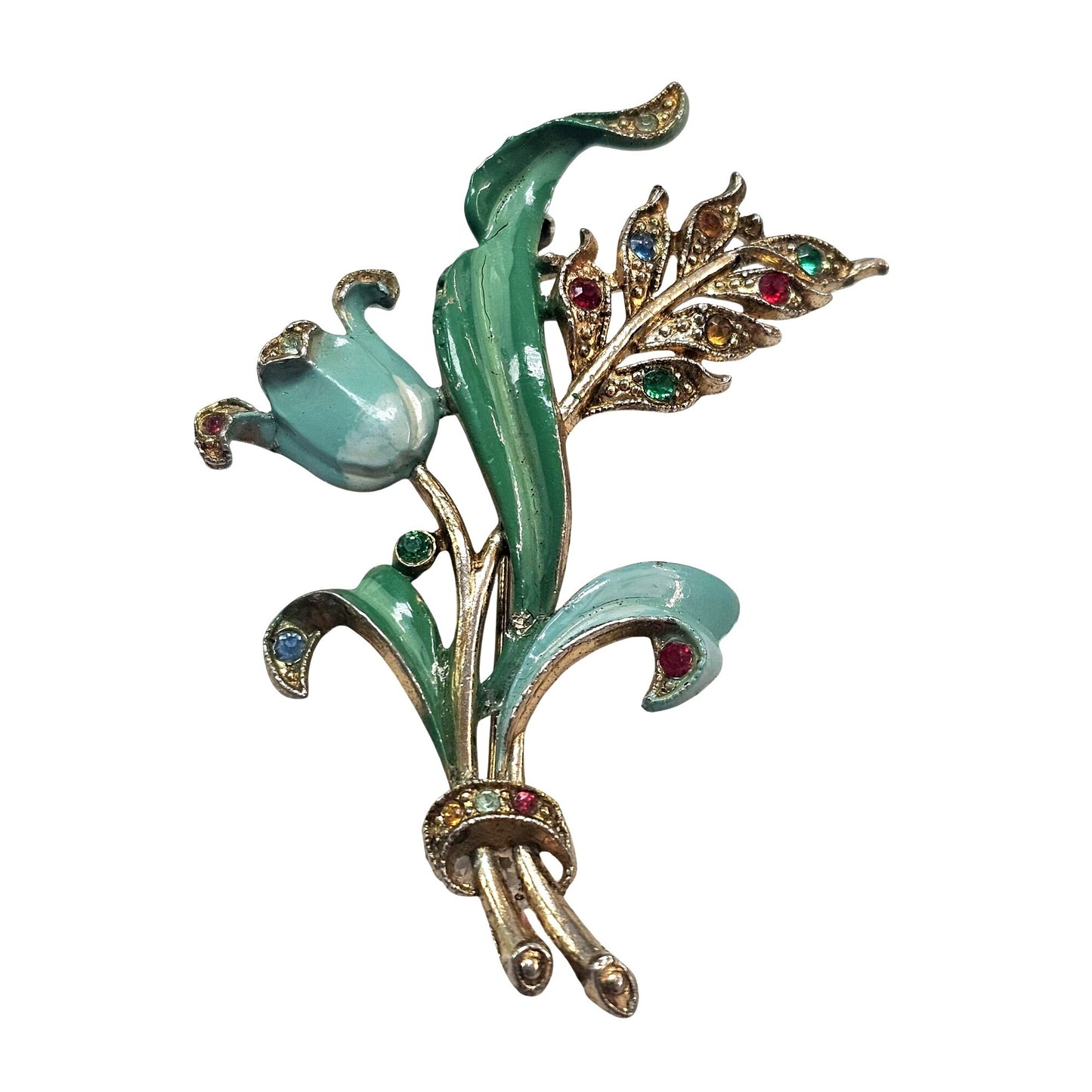Vintage Enamel Tulip Brooch