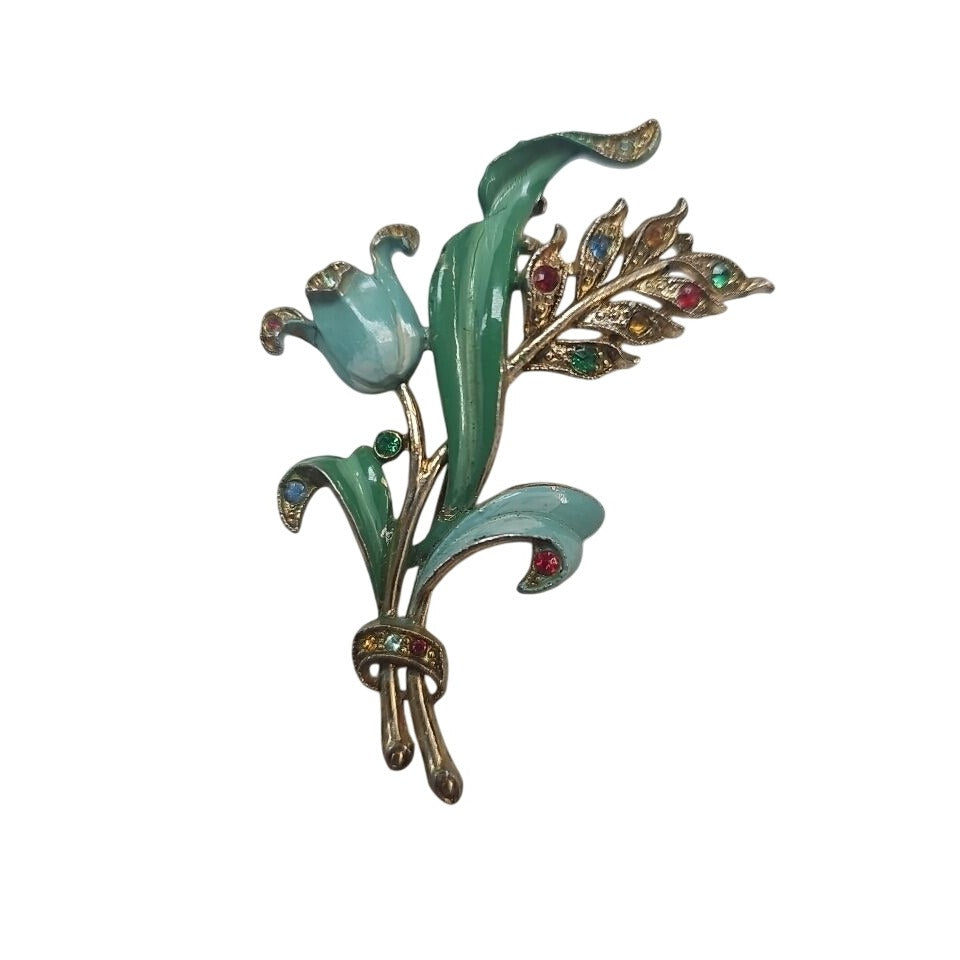 Vintage Enamel Tulip Brooch