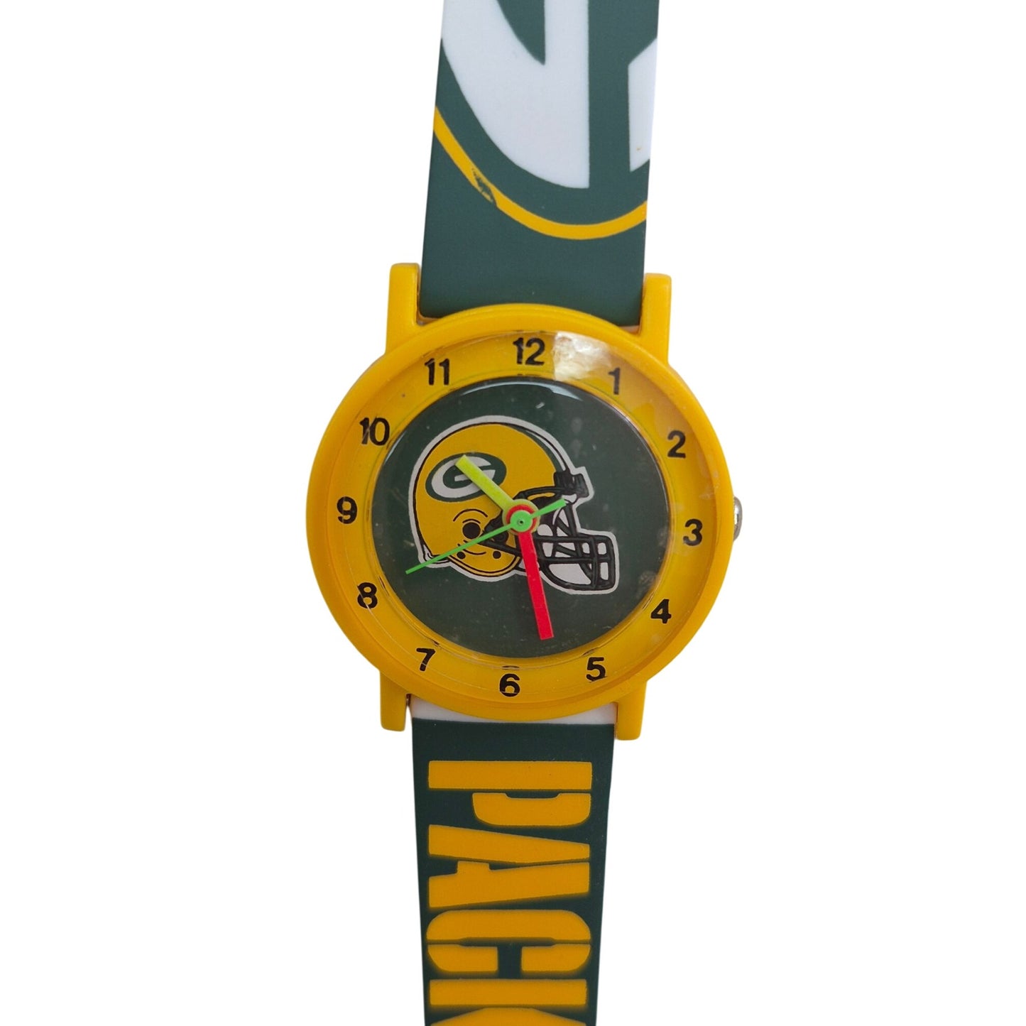 Green Bay Packers Kids Watch NFL 1998 Logo Theme Yellow Green Strap Adjustable