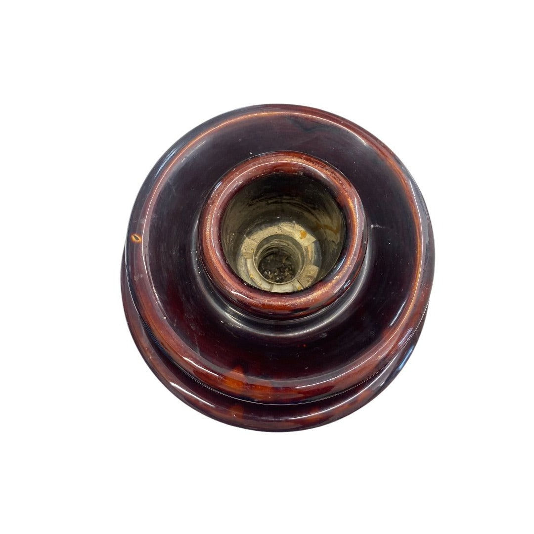 VINTAGE Large Ceramic Insulator High Voltage Glazed Brown