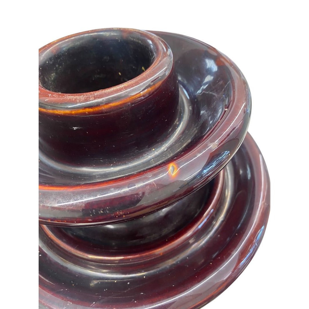 VINTAGE Large Ceramic Insulator High Voltage Glazed Brown