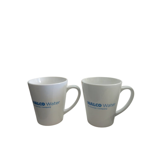 Nalco Water Coffee Mugs Set Of 2 White Ceramic 12 Oz  Durable Design