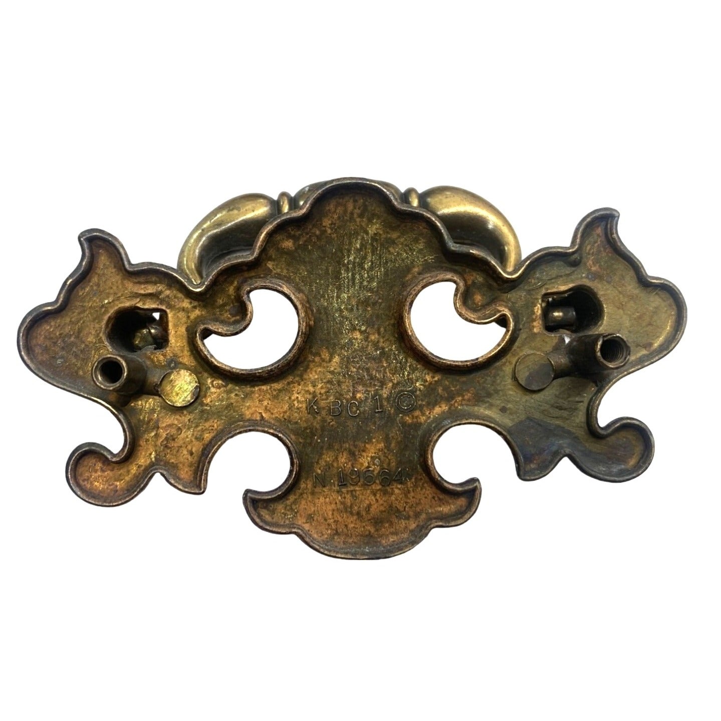 Set Of 5 Vintage Brass Chippendale Style Drawer Pull Handles With Screws