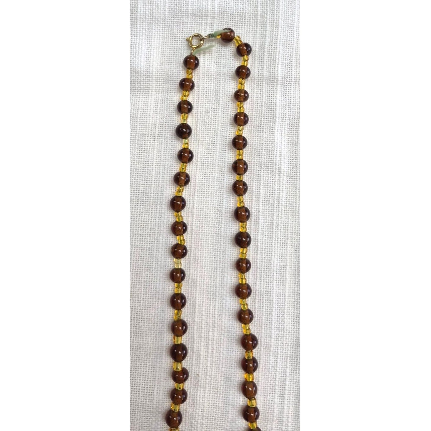 Beaded Necklace Brown & Cream Agate-Like