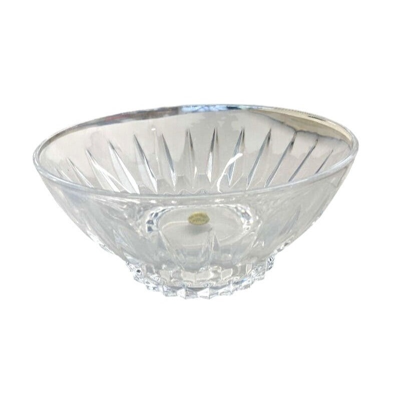 French Cristal D'Arques Clear Lead Crystal Glass Bowl Geometric Design