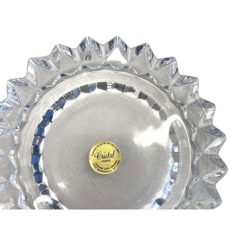 French Cristal D'Arques Clear Lead Crystal Glass Bowl Geometric Design