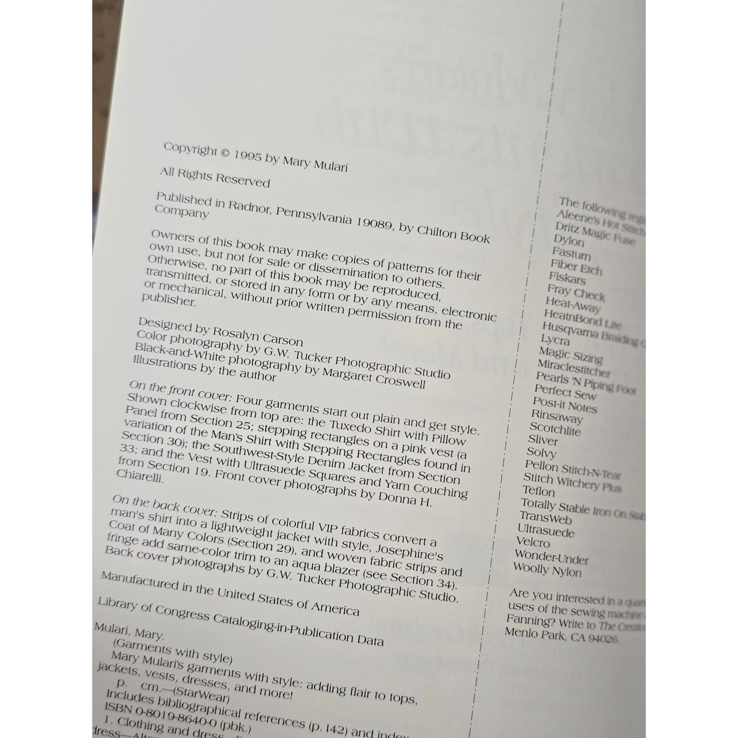 Mary Mularis Garments With Style Book Adding Flair To Tops Jackets Vests Dresses & More