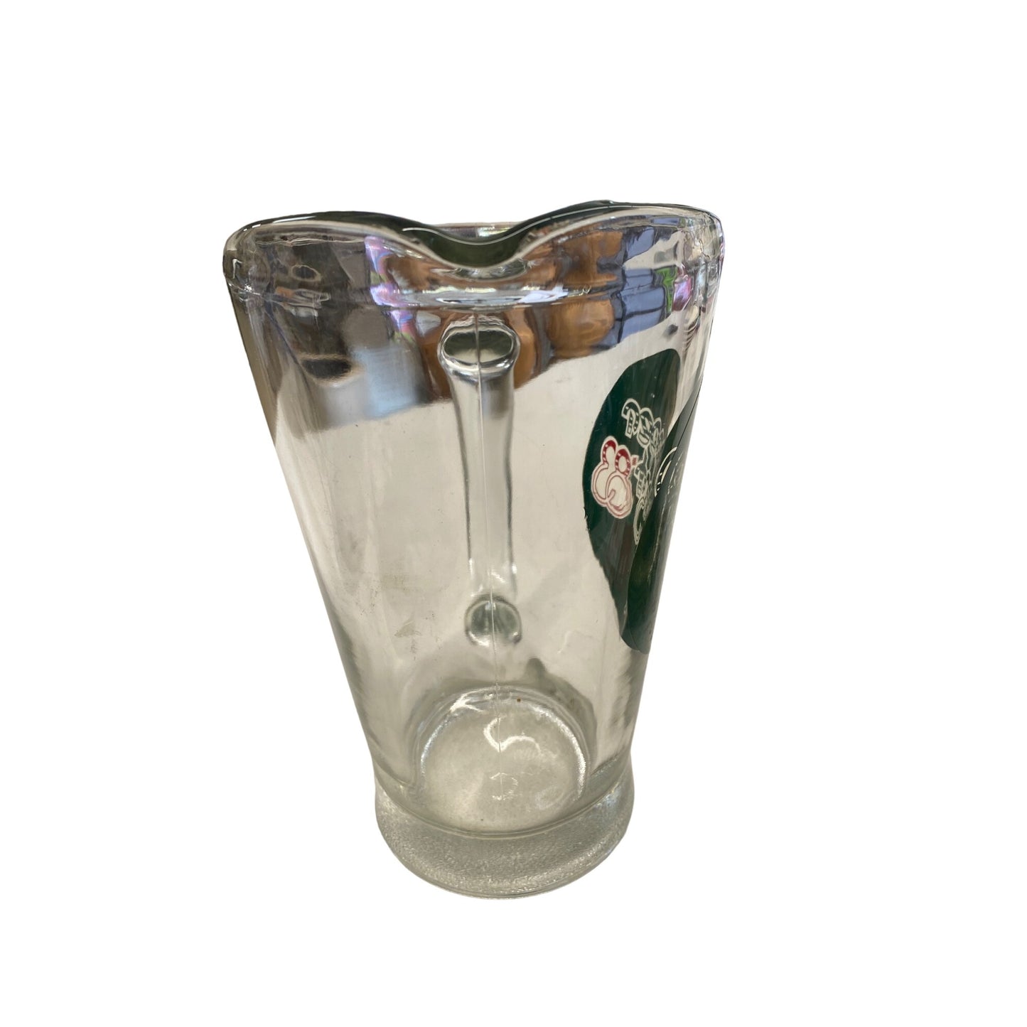 Vintage Pepper Fest 83 Glass Pitcher 56 Oz Clear Glass With Handle Retro Design Collectible