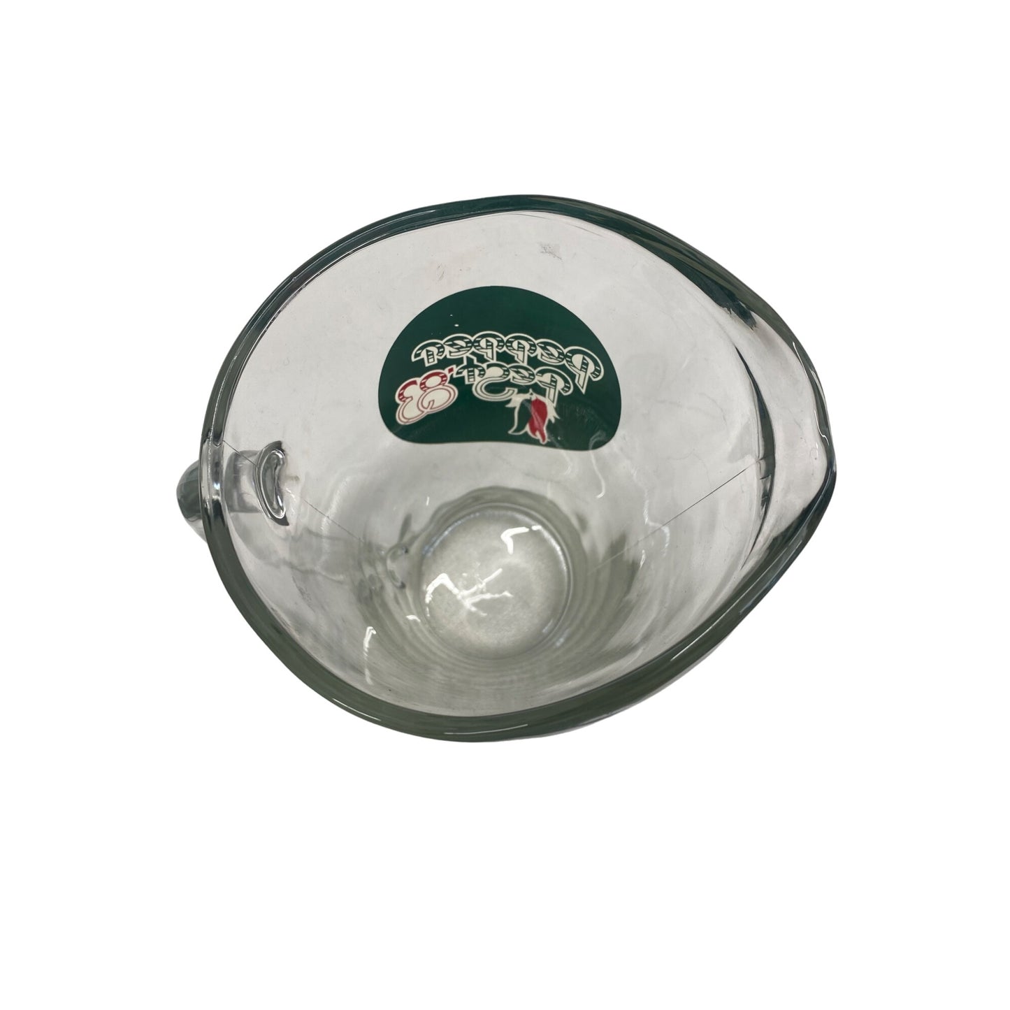 Vintage Pepper Fest 83 Glass Pitcher 56 Oz Clear Glass With Handle Retro Design Collectible