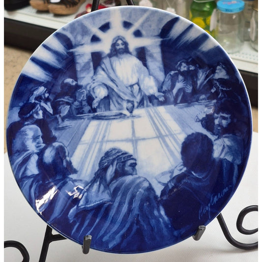 "Avon 1984 The Last Supper" Decorative Plate In Blue & White Porcelain