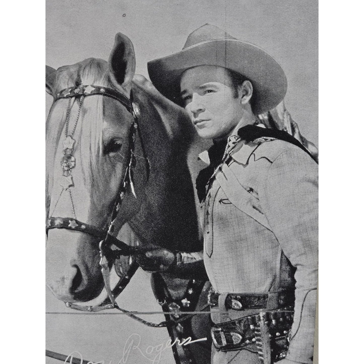 Vintage Roy Rogers Cowboy Print Postcard Horse Trigger Black & White 1950s Made In USA Collectible Memorabilia