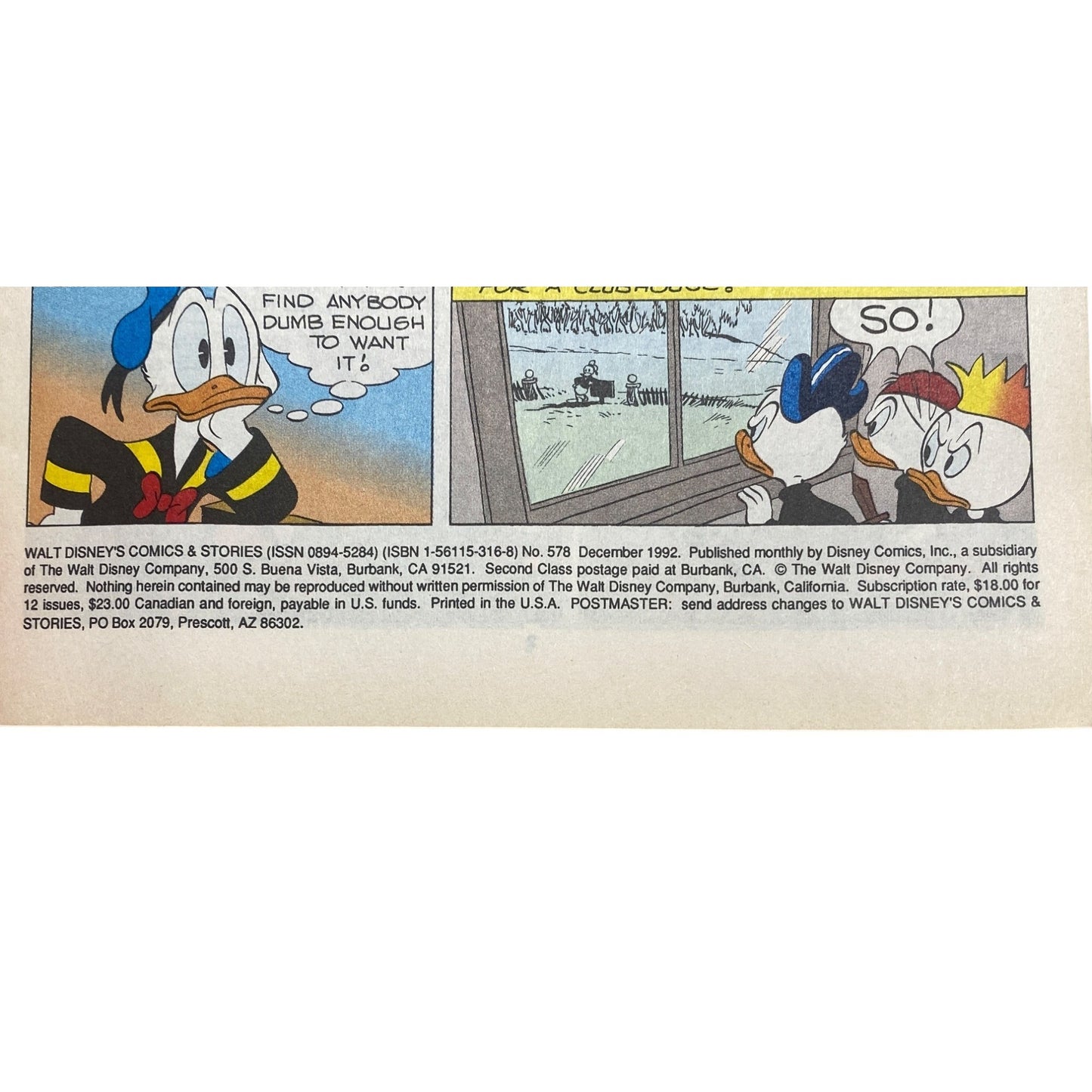 Vintage Walt Disneys Comics & Stories Issue #578 December 1992 Mickey Mouse Donald Duck