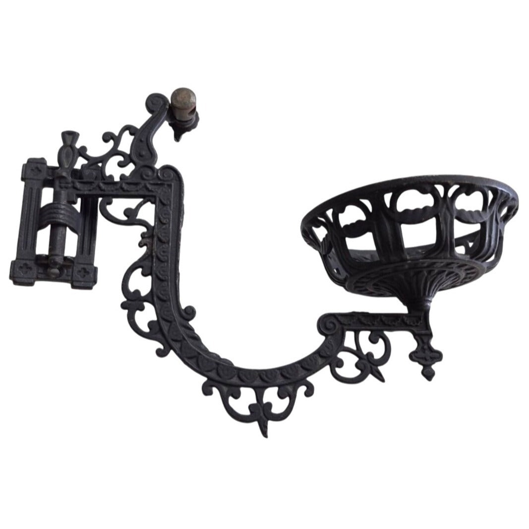 Cast Iron Oil Lamp Wall Swing Arm Holder 12"