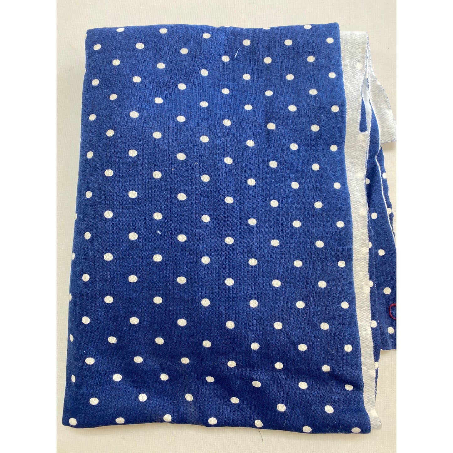 Blue & White Double Knit Fabric With Polka Dot Pattern 34" W x 33" L