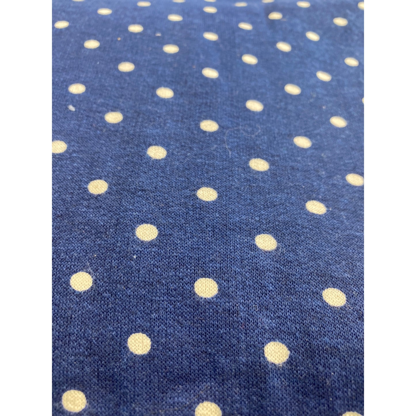 Blue & White Double Knit Fabric With Polka Dot Pattern 34" W x 33" L