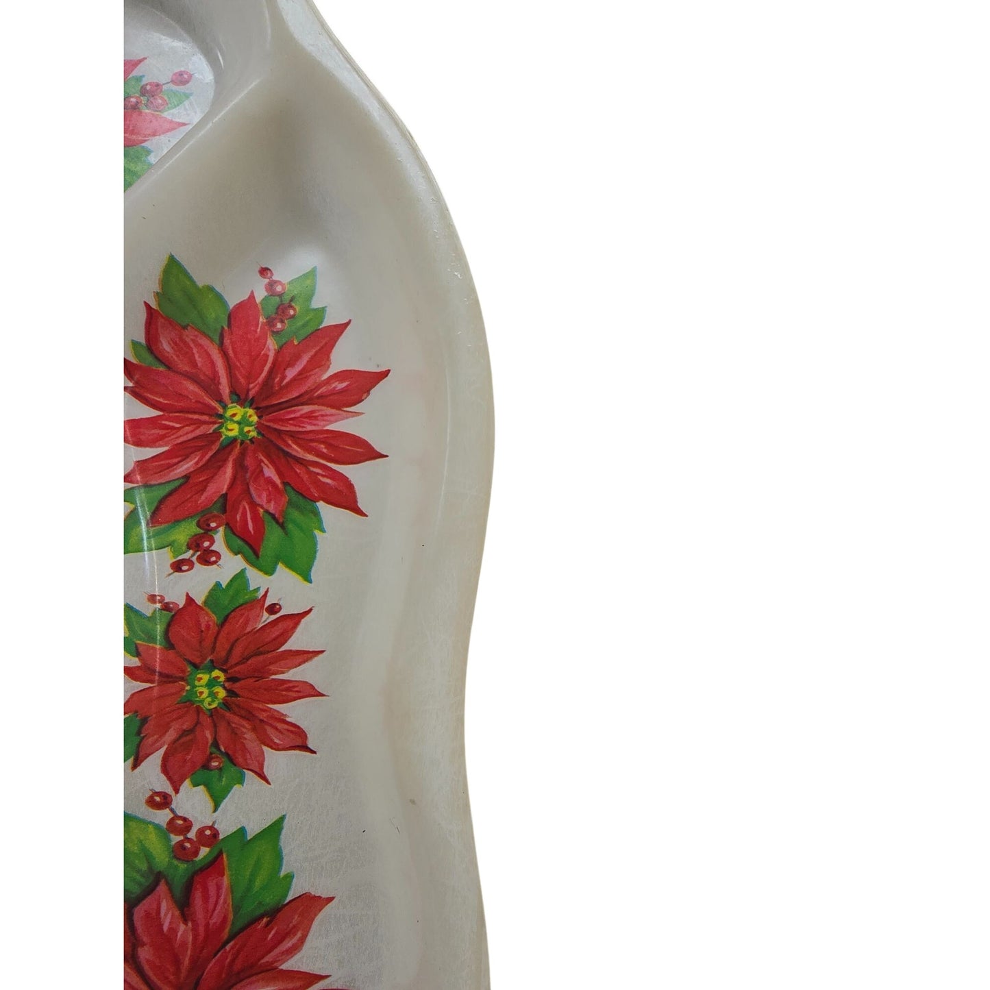 Vintage Christmas Divided Serving Tray With Poinsettia Design