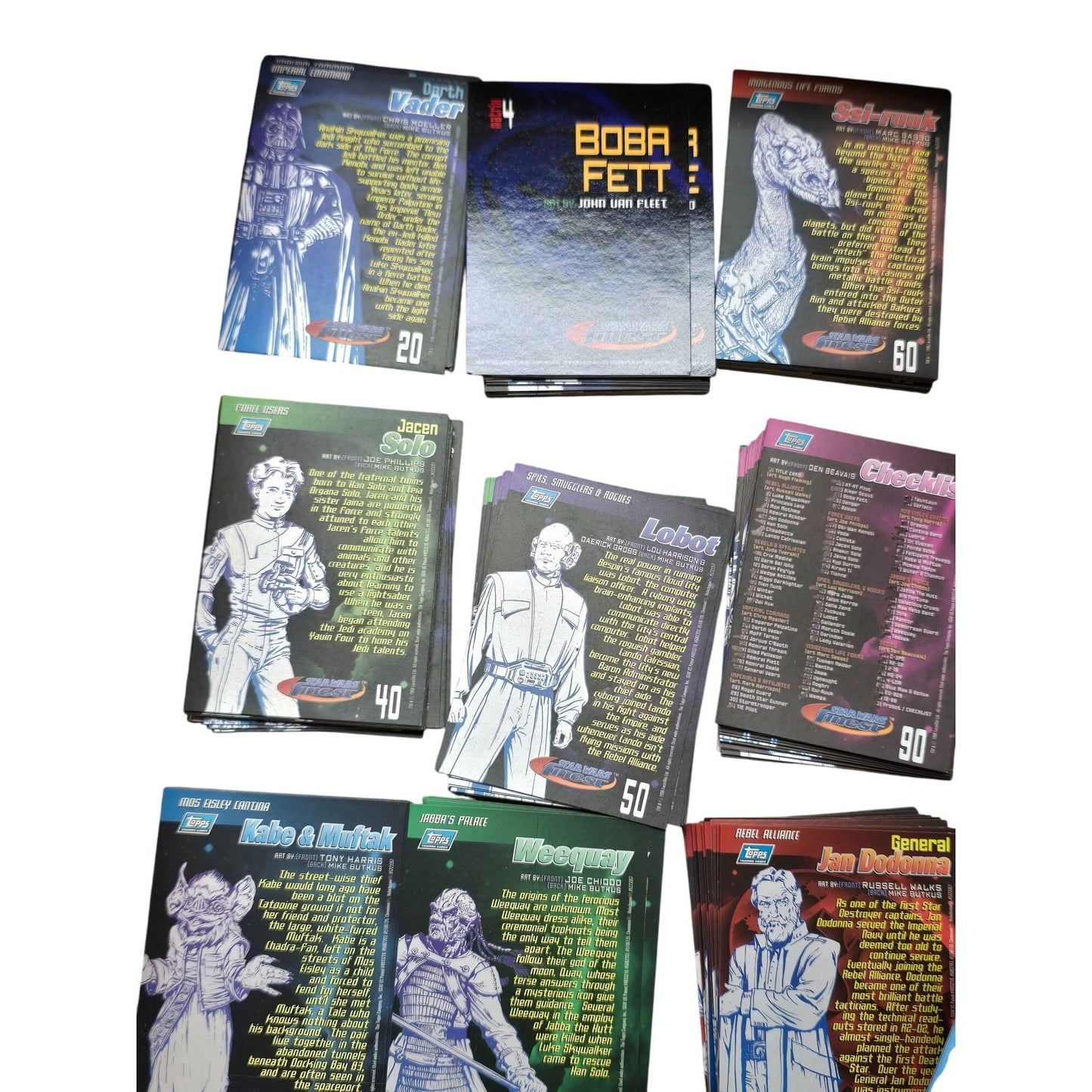 Large Lot Star Wars Finest Deluxe Chromium Trading Cards