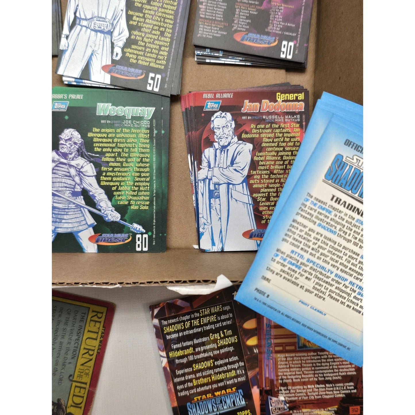 Large Lot Star Wars Finest Deluxe Chromium Trading Cards