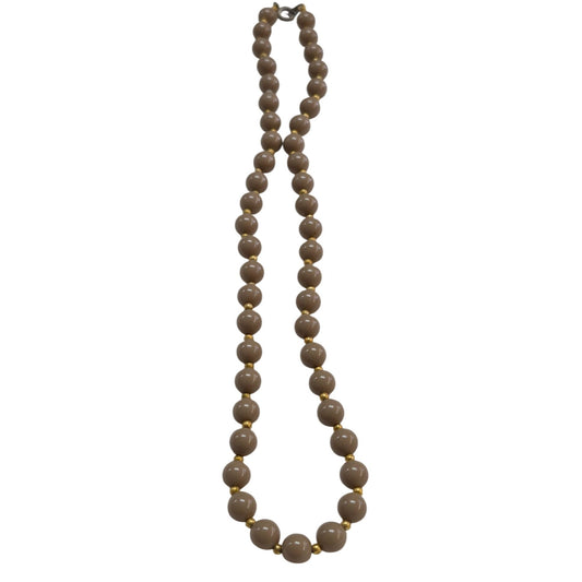 Vintage Women's Brown & Gold Beaded Necklace