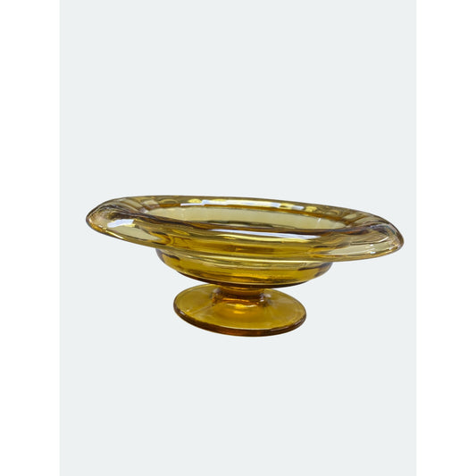 Vintage Amber Glass Compote Bowl/Dish With Elegant Pedestal Base For Home Decor Or Serving