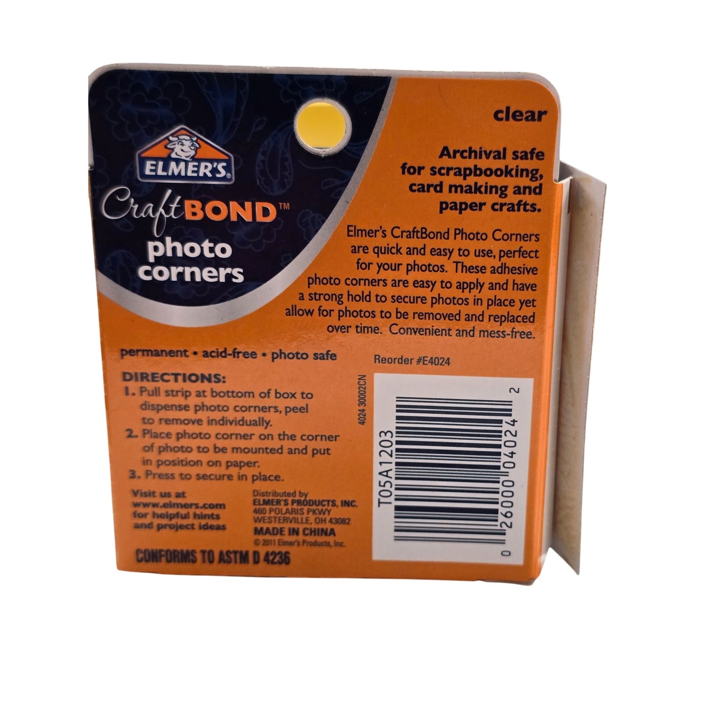 Elmers CraftBond Photo Corners Clear 250 Pieces