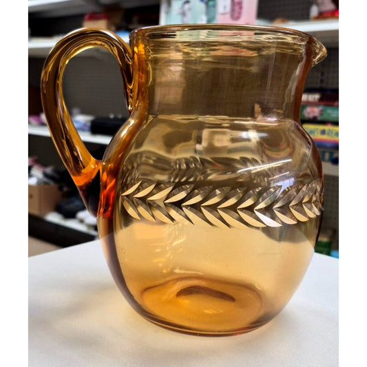 Vintage Amber Glass Pitcher