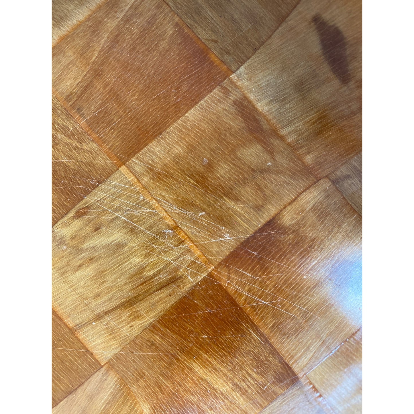 Handcrafted Wooden Checkered Serving Bowl With Scalloped Edges