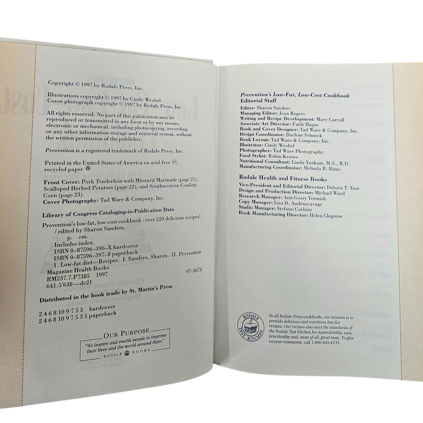 Preventions Low-Fat Low-Cost Cookbook 1991 Hardcover Over 220 Recipes Plus 20 $2 Dinners Edited By Sharon Sanders