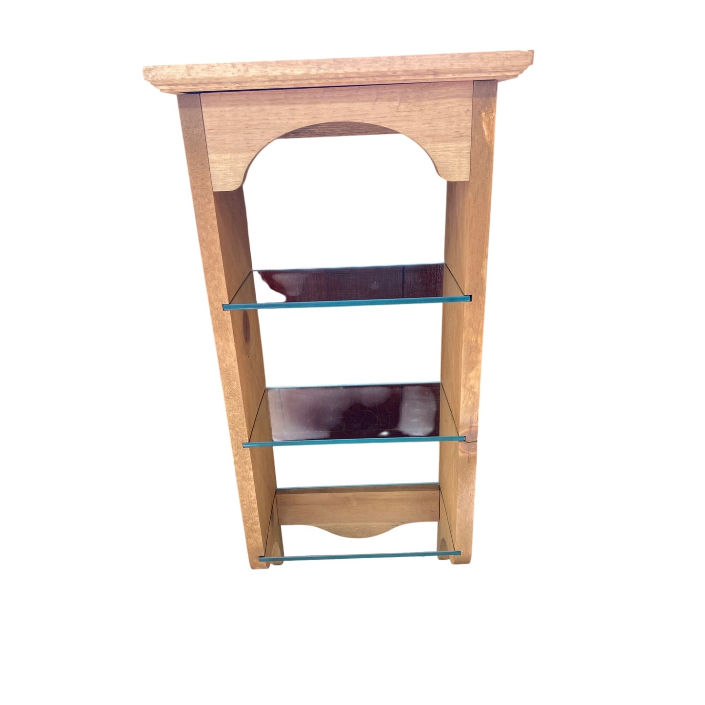 Vintage Wooden Wall-Mounted Display Shelf With Glass Shelves