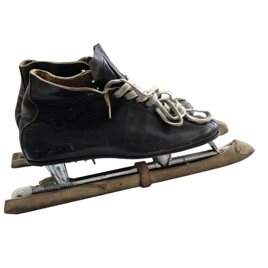 Vintage Planert Northlight Speed Ice Skates Black Leather Size 12 Canada