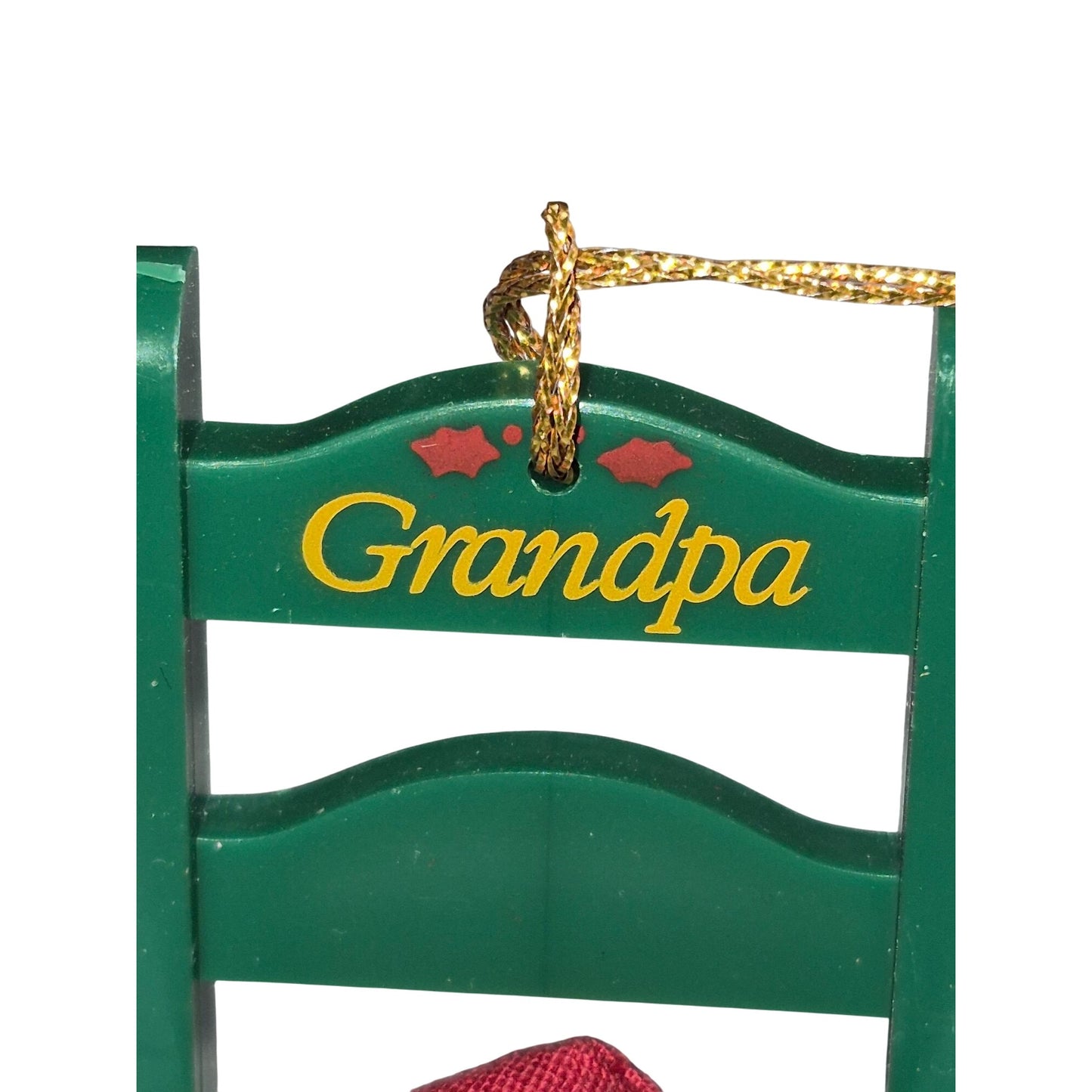 Grandpa Green Rocking Chair Christmas Ornament With "Happy Holidays" Cushion