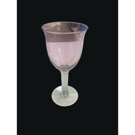 Vintage Pink & Clear Glass Goblet