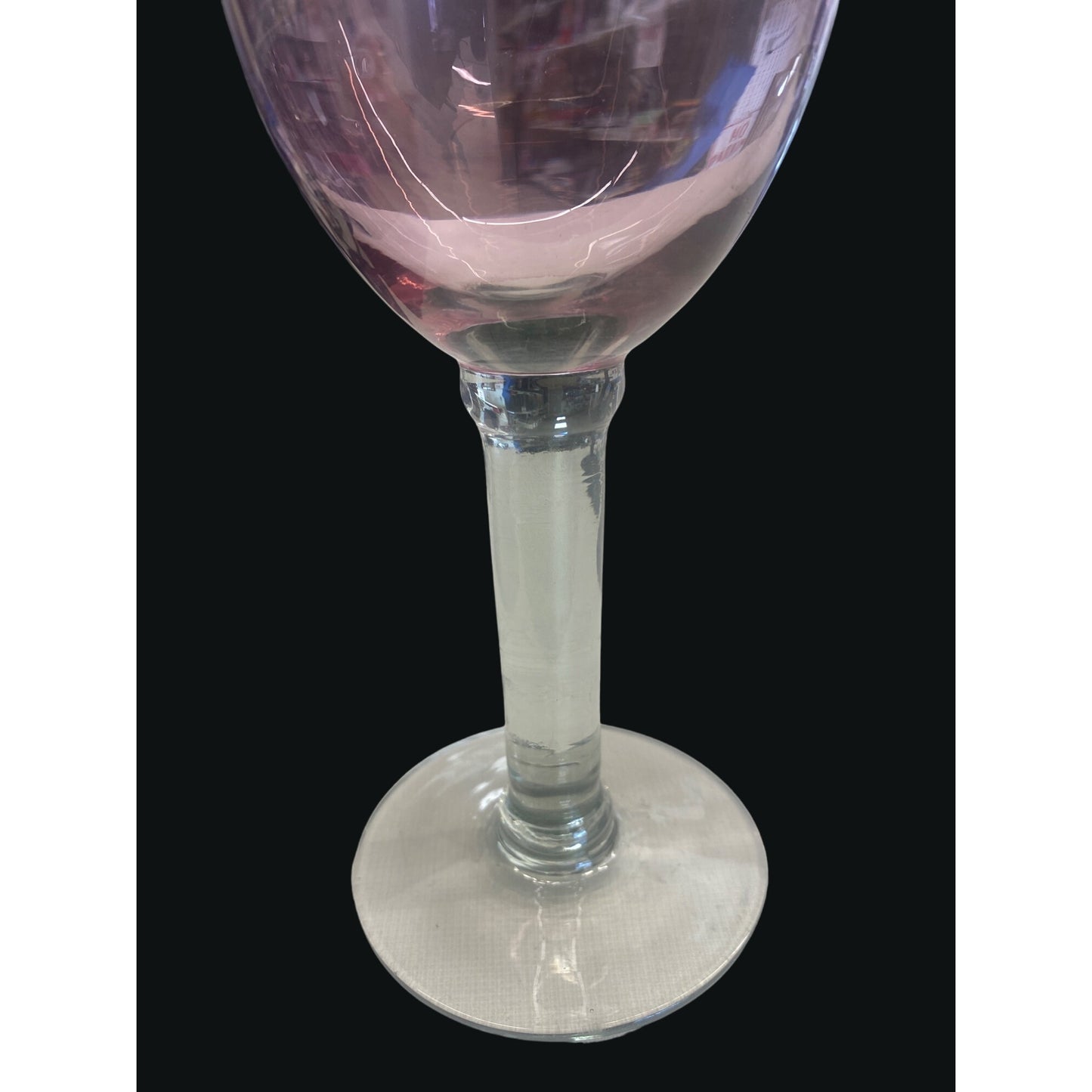 Vintage Pink & Clear Glass Goblet