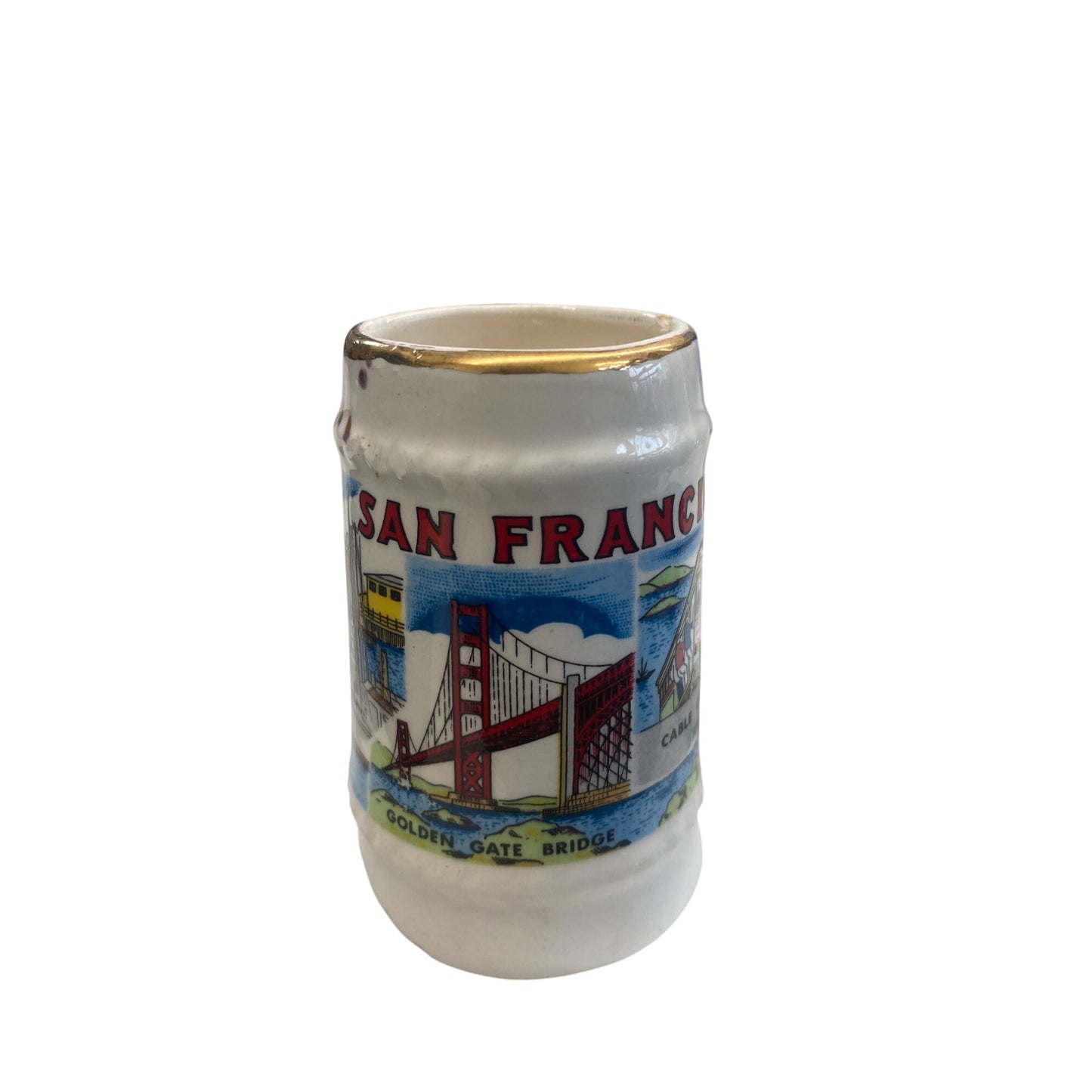 Vintage San Franscisco California Souvenir Stein Cup Gold Rim