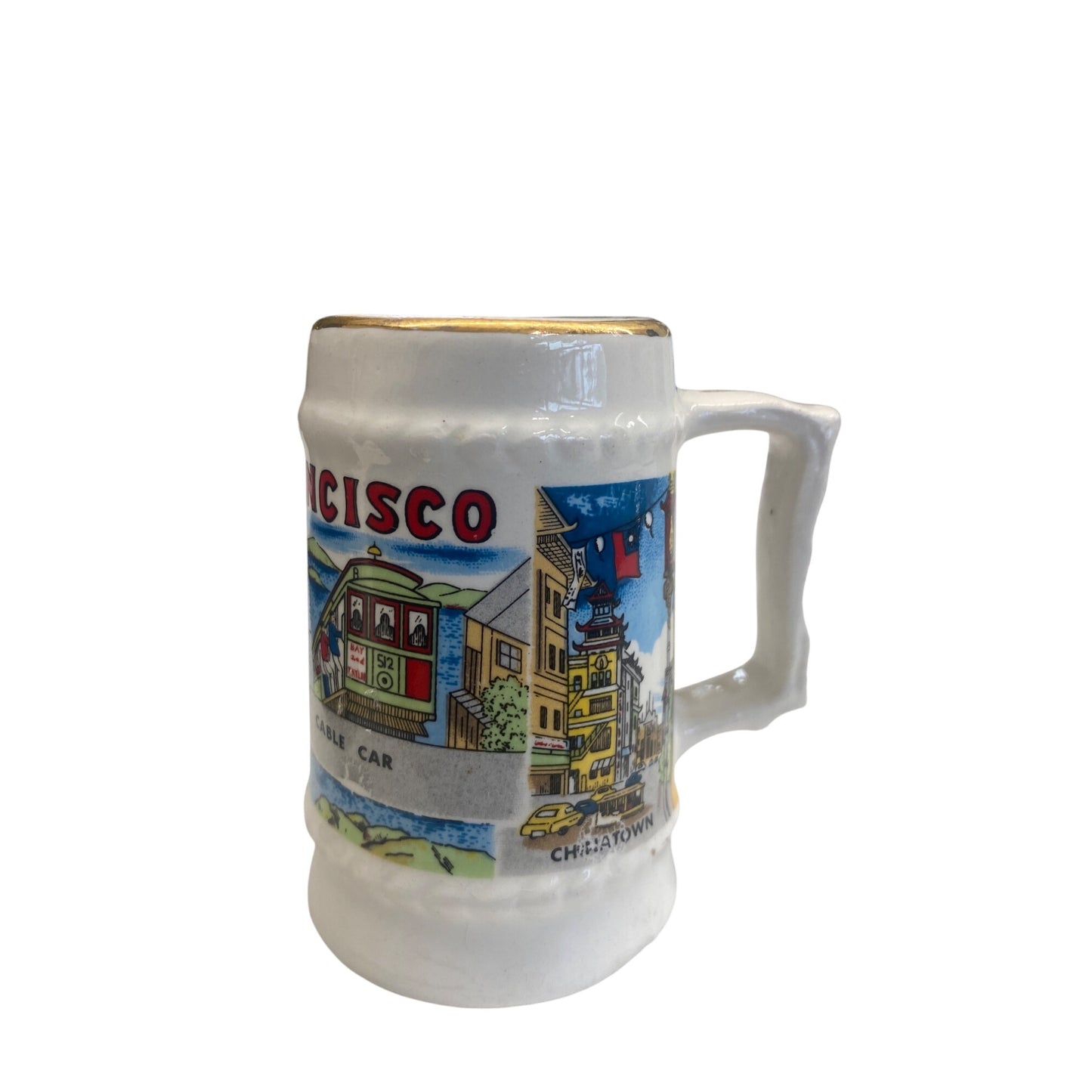 Vintage San Franscisco California Souvenir Stein Cup Gold Rim