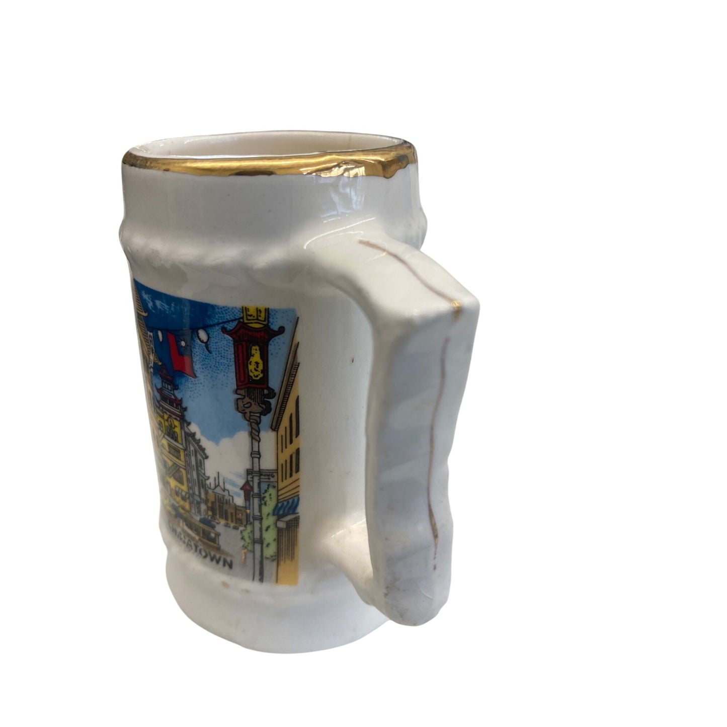 Vintage San Franscisco California Souvenir Stein Cup Gold Rim