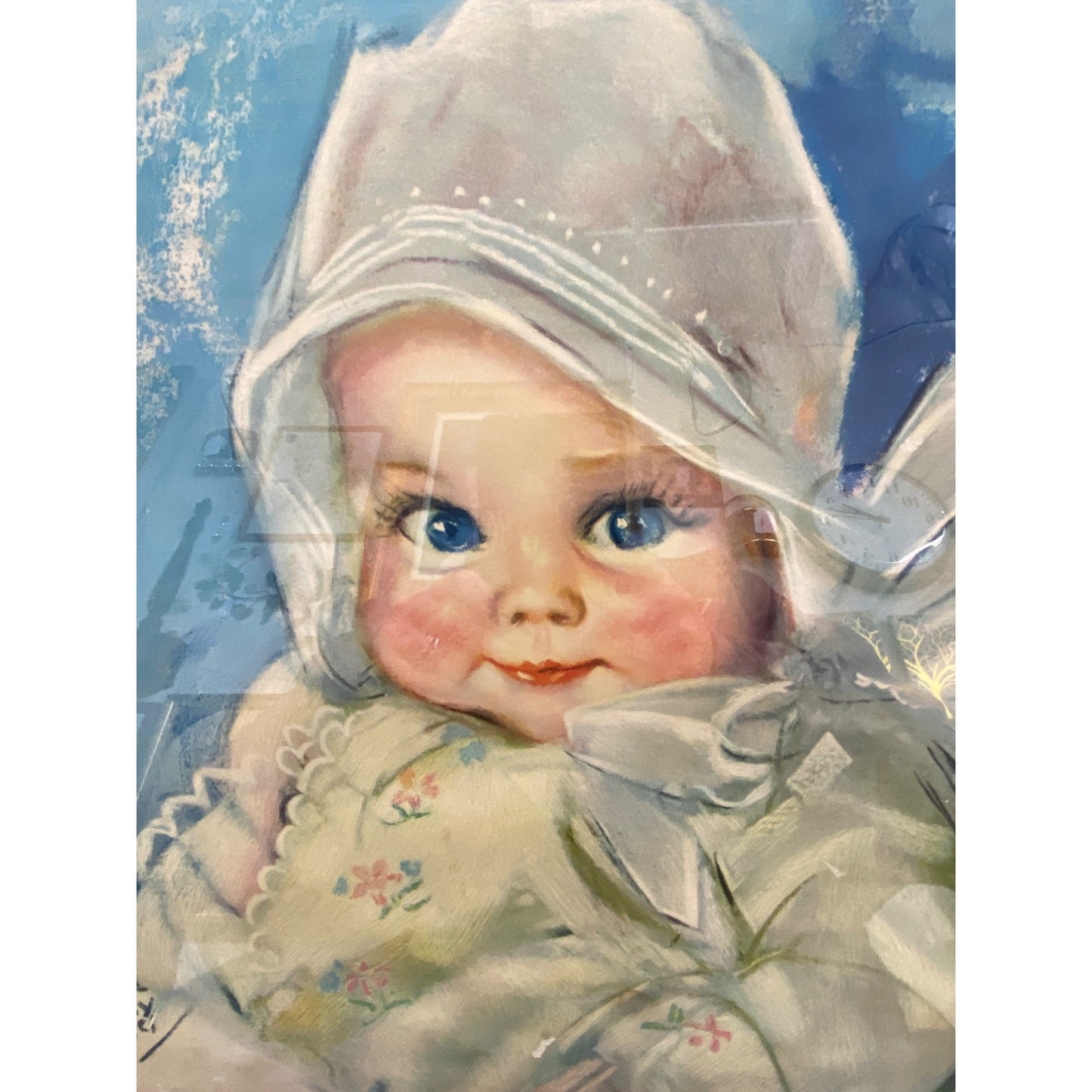 Vintage Framed Marla Touhey Fangel Baby Portrait