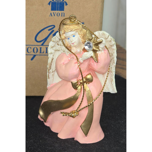 APRIL - 1995 AVON Birthstone Angel Ornament Simulated Diamond Vintage Gift