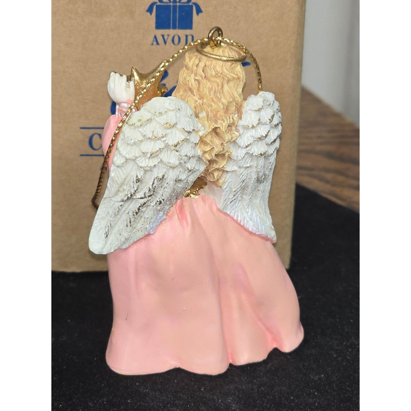 APRIL - 1995 AVON Birthstone Angel Ornament Simulated Diamond Vintage Gift