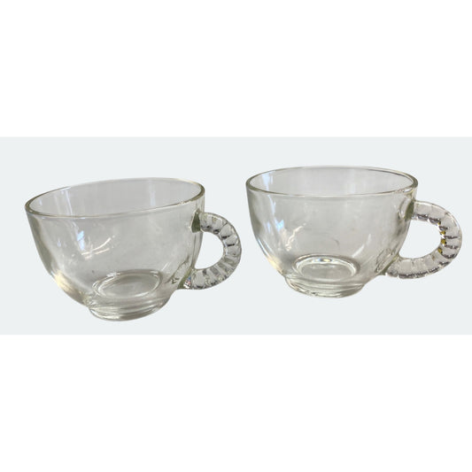 Vintage Clear Glass Tea Cups  Set Of 2
