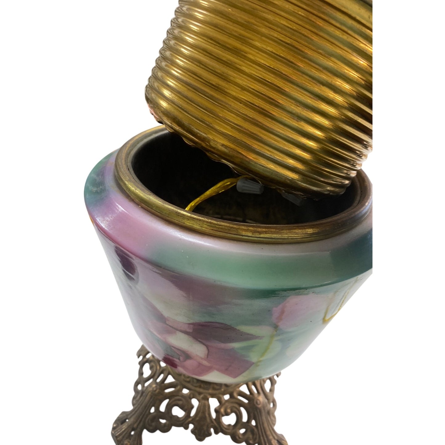 Antique Brass & Glass Lamp