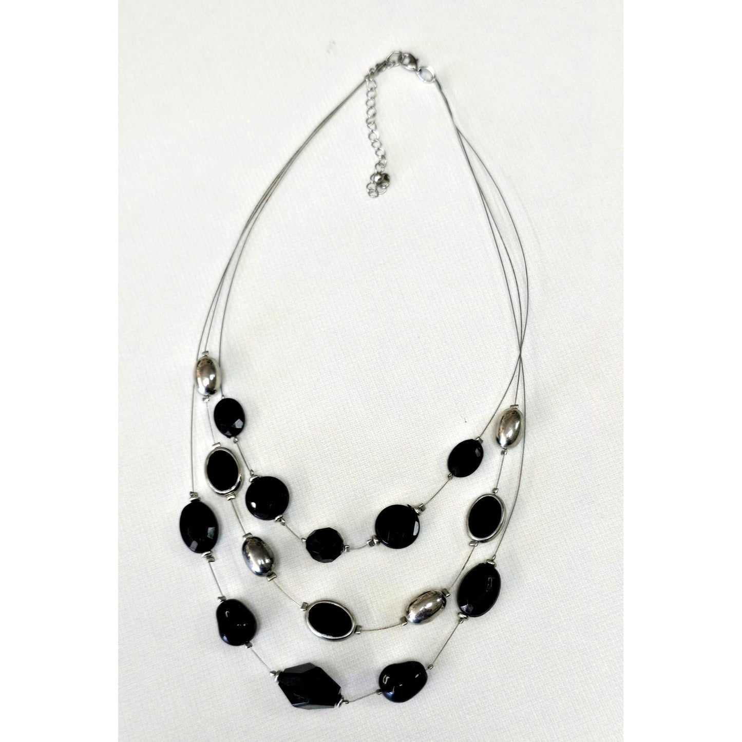 Silver & Black Beaded Necklace
