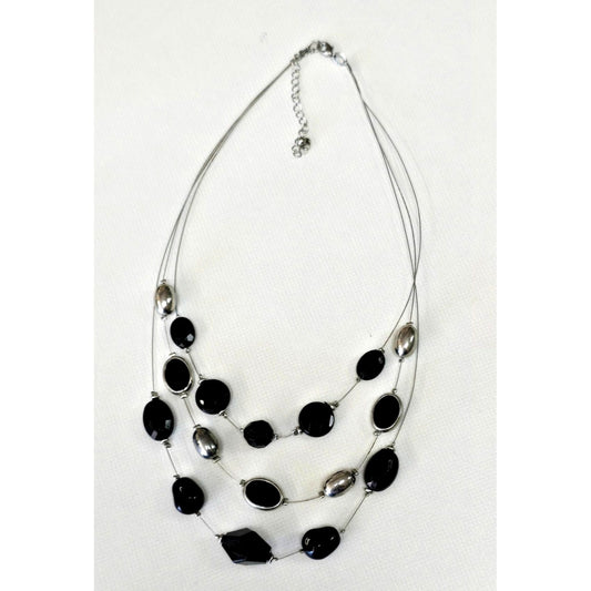 Silver & Black Beaded Necklace